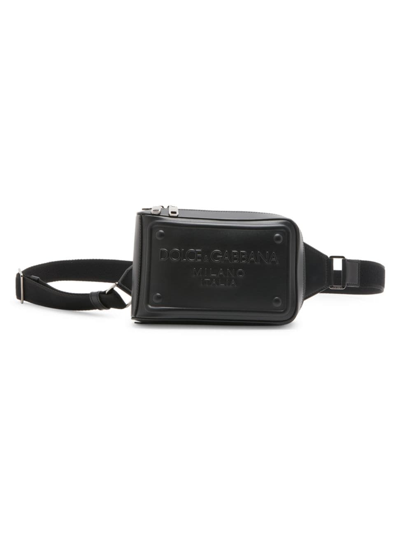 Dolce & Gabbana Men's Leather Crossbody Belt Bag In Black