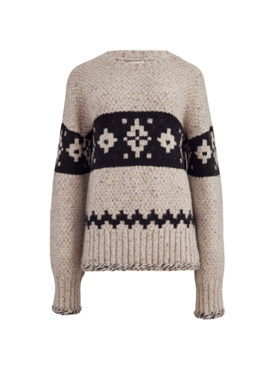 Khaite Tabi Mixed-pattern Cashmere Sweater In Neutral