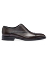 HUGO BOSS MEN'S ITALIAN-MADE LEATHER OXFORD SHOES WITH BRANDING