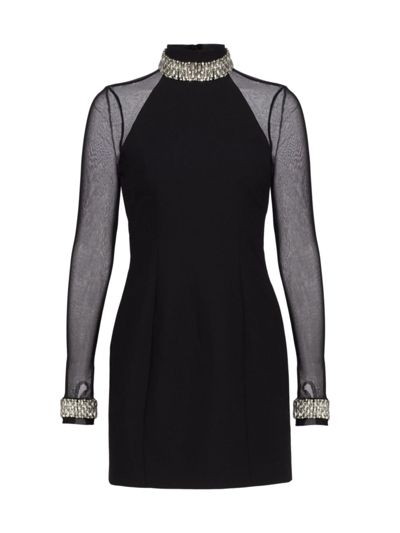 Cinq À Sept Loretta Jewel Embellished Combo Mini Dress In Black