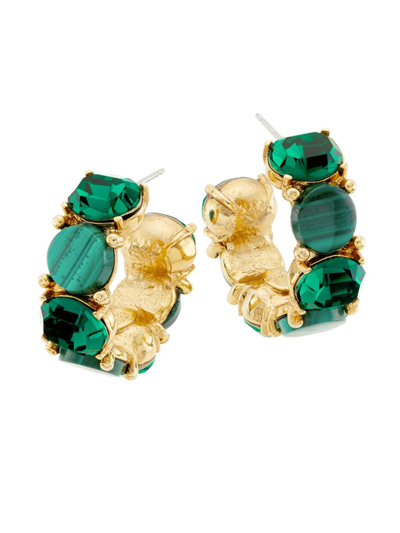 Oscar De La Renta Women's Goldtone & Malachite Hoop Earrings