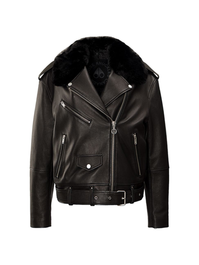 Moose Knuckles Women's Maddox Moto Jacket In Noir_noir_brillant