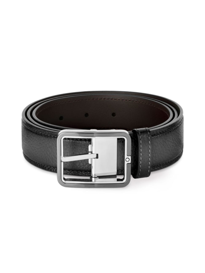 Montblanc Men's Logo Buckle Cut-to-size Leather Belt In Grey