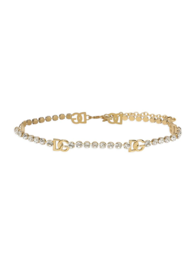 Dolce & Gabbana Women's Logo Crystal Chain-link Belt In Oro