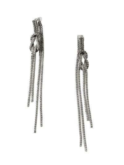 John Hardy Sterling Silver Love Knot Chain Drop Earrings In Metallic