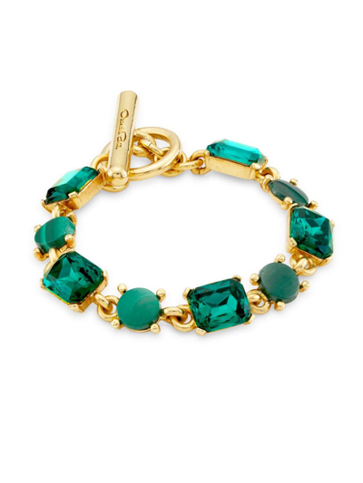 Oscar De La Renta Women's Goldtone, Malachite & Glass Crystal Tennis Bracelet
