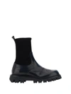 Fratelli Rossetti Leather Sidney Brogue Booties With Suede Sock Detail In Black