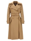 CHLOÉ EMBROIDERED HOODED TRENCH COAT COATS, TRENCH COATS BEIGE