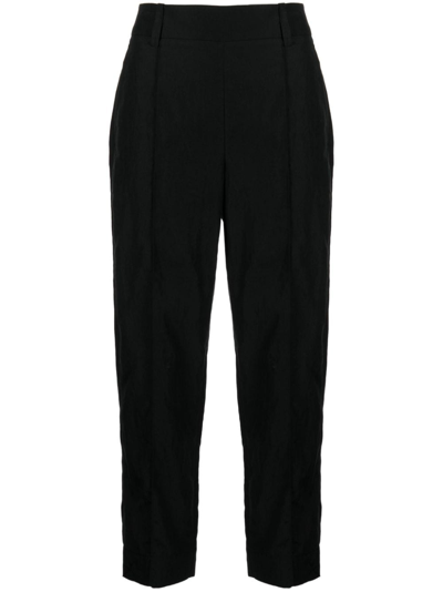 Vince Pleated Cropped Trousers In Black