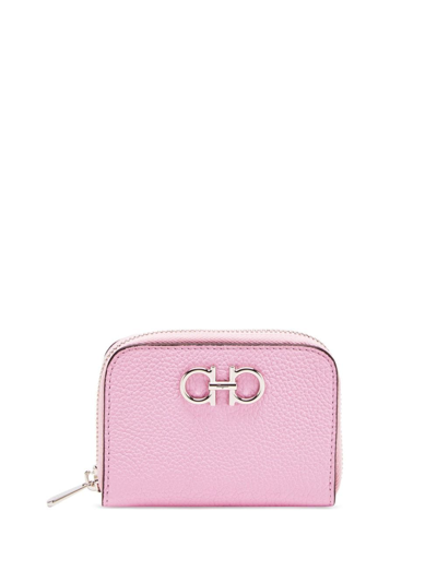 Ferragamo Gancini-buckle Leather Wallet In Pink
