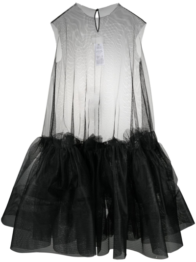 Maison Margiela Flounced Tulle Dress In Black