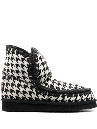 Mou Eskimo 24 Houndstooth Ankle Boots In Black