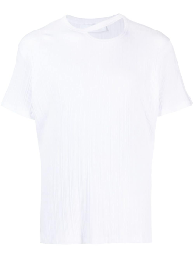 Lgn Louis Gabriel Nouchi Cut-out Plissé Cotton T-shirt In White