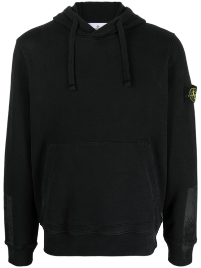 Stone Island Logo-patch Cotton Hoodie In Black