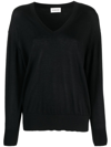 P.a.r.o.s.h Black Pullover With V Neckline And Ribbed Trim In Wool And Silk Blend Woman In Black