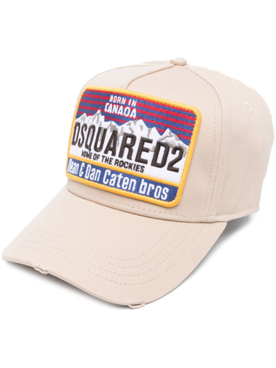 Dsquared2 Logo-patch Cotton Baseball Cap In Neutrals