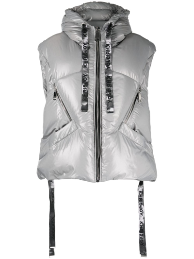 Khrisjoy Puff Iconic Hooded Padded Gilet In Grau