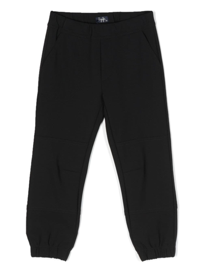 Il Gufo Kids' Logo-print Elasticated-waistband Trousers In Black
