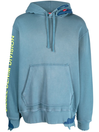 Diesel Logo-print Cotton Hoodie In Blue