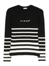 PINKO RIBBED-KNIT STRIPED TOP