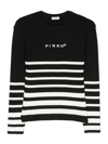 Pinko Ribbed-knit Striped Top In Black