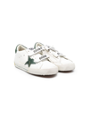 Golden Goose White Old School Sneaker For Kids With Blue Star In White