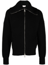 Alexander Mcqueen Ribbed Knit Zip In Black