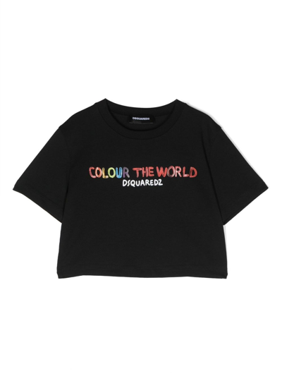 Dsquared2 Kids' Slogan-print T-shirt In Black