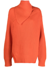 JIL SANDER FOLDOVER-NECK RIBBED WOOL JUMPER