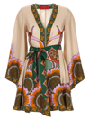 La Doublej Magnifico Silk Printed Mini Dress With Tie Belt