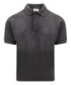 Saint Laurent Embroidered-logo Polo Shirt In Grey