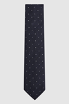 Reiss Levanzo - Navy Silk Textured Polka Dot Tie, One