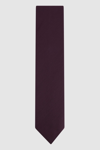 Reiss Molat Twill-texture Wool-blend Tie In Dark Plum