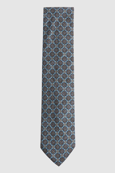 Reiss Antioco - Blue Melange/navy Antioco Silk Floral Medallion Tie, One