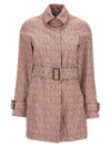 Versace Belted Leather-trimmed Canvas-jacquard Trench Coat