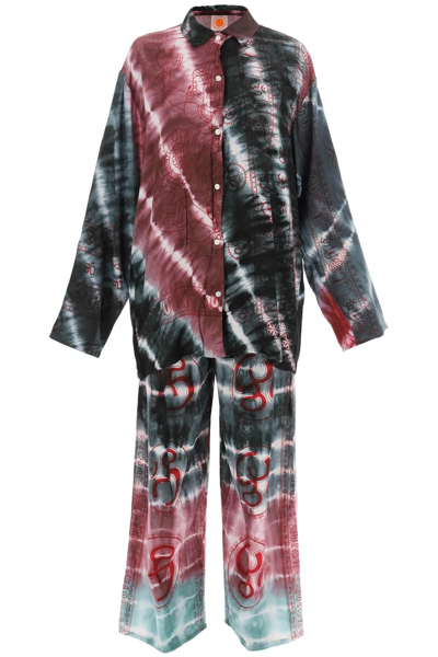 Sun Chasers 'mantra' Cotton Shirt And Pants Set In Purple,green