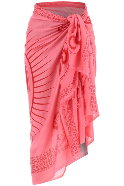 Sun Chasers 'mantra' Sarong In Printed Cotton In Pink