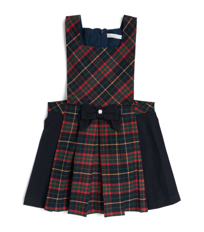 Patachou Babies' Bow-detail Tartan-check Midi Dress In Red