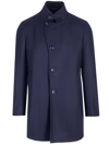 Tagliatore High-collar Long-sleeved Coat In Blue