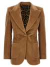 Dolce & Gabbana Single-breasted Corduroy Blazer In Beige