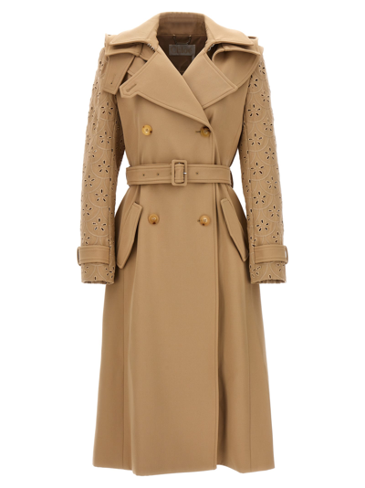 CHLOÉ EMBROIDERED HOODED TRENCH COAT
