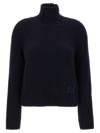 Ami Alexandre Mattiussi Ami Logo Patch Ribbed Turtleneck Sweater In Blue