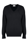 P.a.r.o.s.h Black Pullover With V Neckline And Ribbed Trim In Wool And Silk Blend Woman In Black