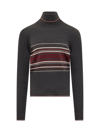 Dolce & Gabbana Turtleneck Virgin Wool Sweater With Unbalanced Stripe Motif In Variante Abbinata