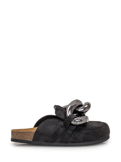 Jw Anderson Chain-embellished Leather Loafers In Black