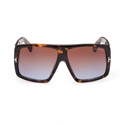 Tom Ford Raven Square Havana Acetate Sunglasses In Brown