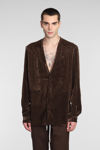 Rick Owens Fogpocket Secret Velvet Overshirt In Brown