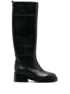 CASADEI BLACK HIGH-BOOTS WITH BLOCK HEEL IN SMOOTH LEATHER WOMAN
