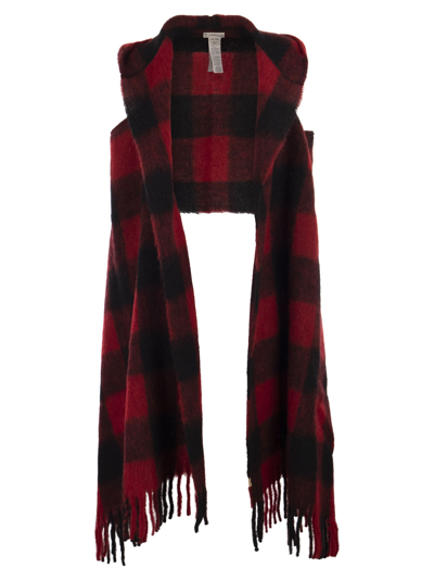 WOOLRICH HOODED SCARF WITH CHECKED PATTERN