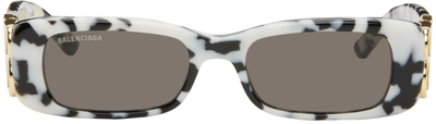 Balenciaga Dynasty Rect Rectangular-frame Sunglasses In Blk/wht